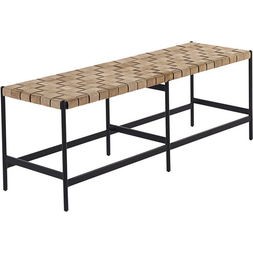 Omari Suede Light Tan Leather Bench